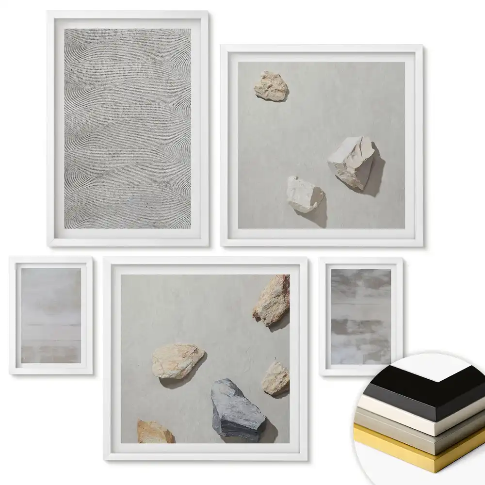 Sada 5 obrazů v rámu Přirozená krása v minimalistickém stylu