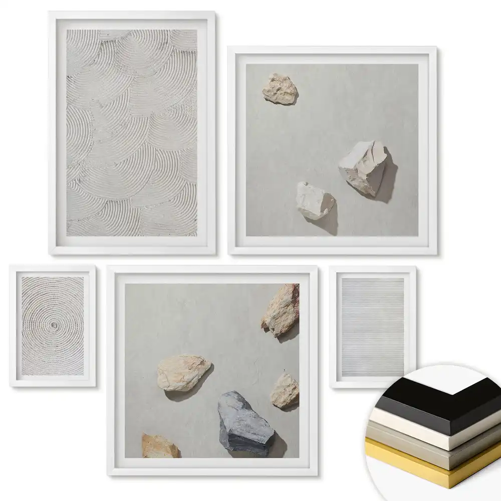 Nástěnná galerie Minimalistické kompozice s kameny a texturami
