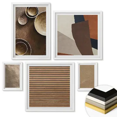 Nástěnná galerie Přírodní textury a minimalistické nádobí