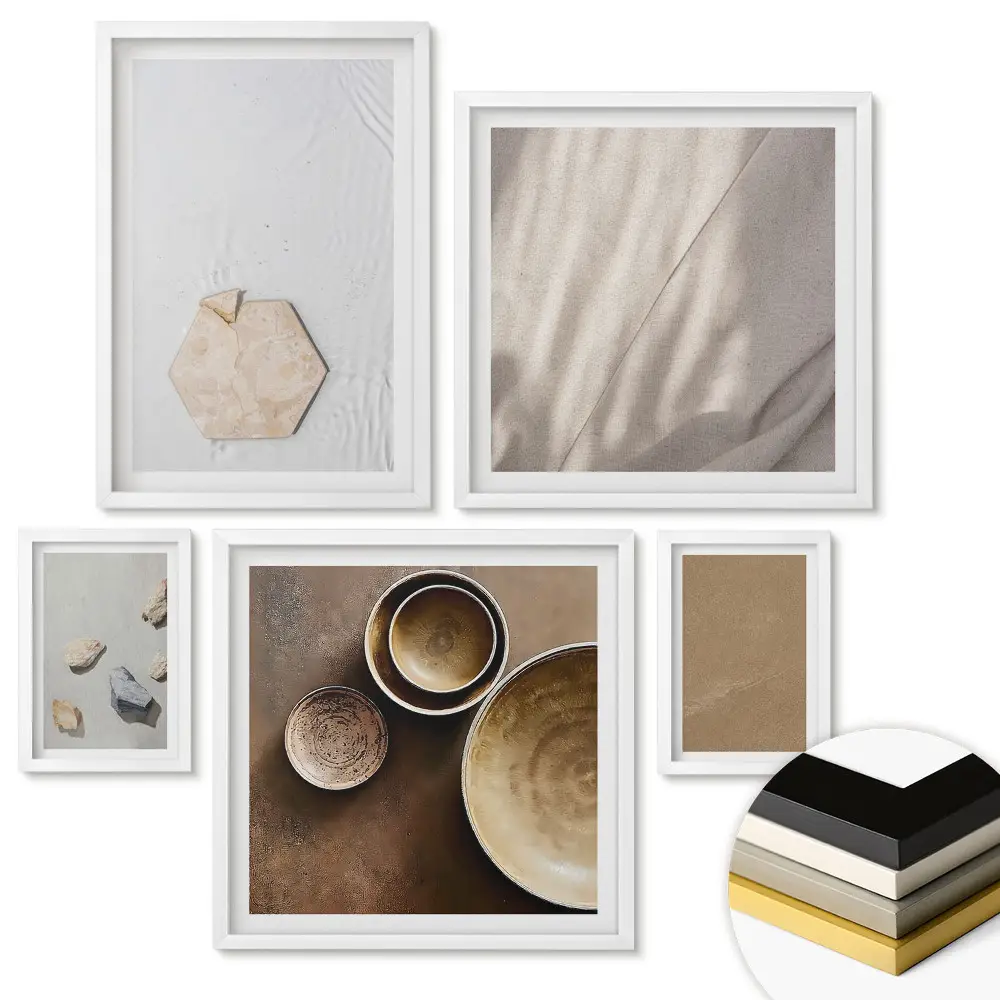 Nástěnná galerie Přírodní textury a minimalistický design