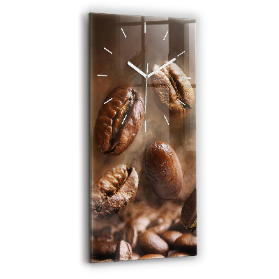 Skleněné nástěnné hodiny vertikální Kávová zrna