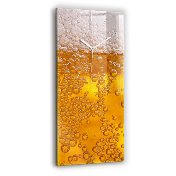 Nástěnné hodiny skleněné vertikální Pivo s pěnou