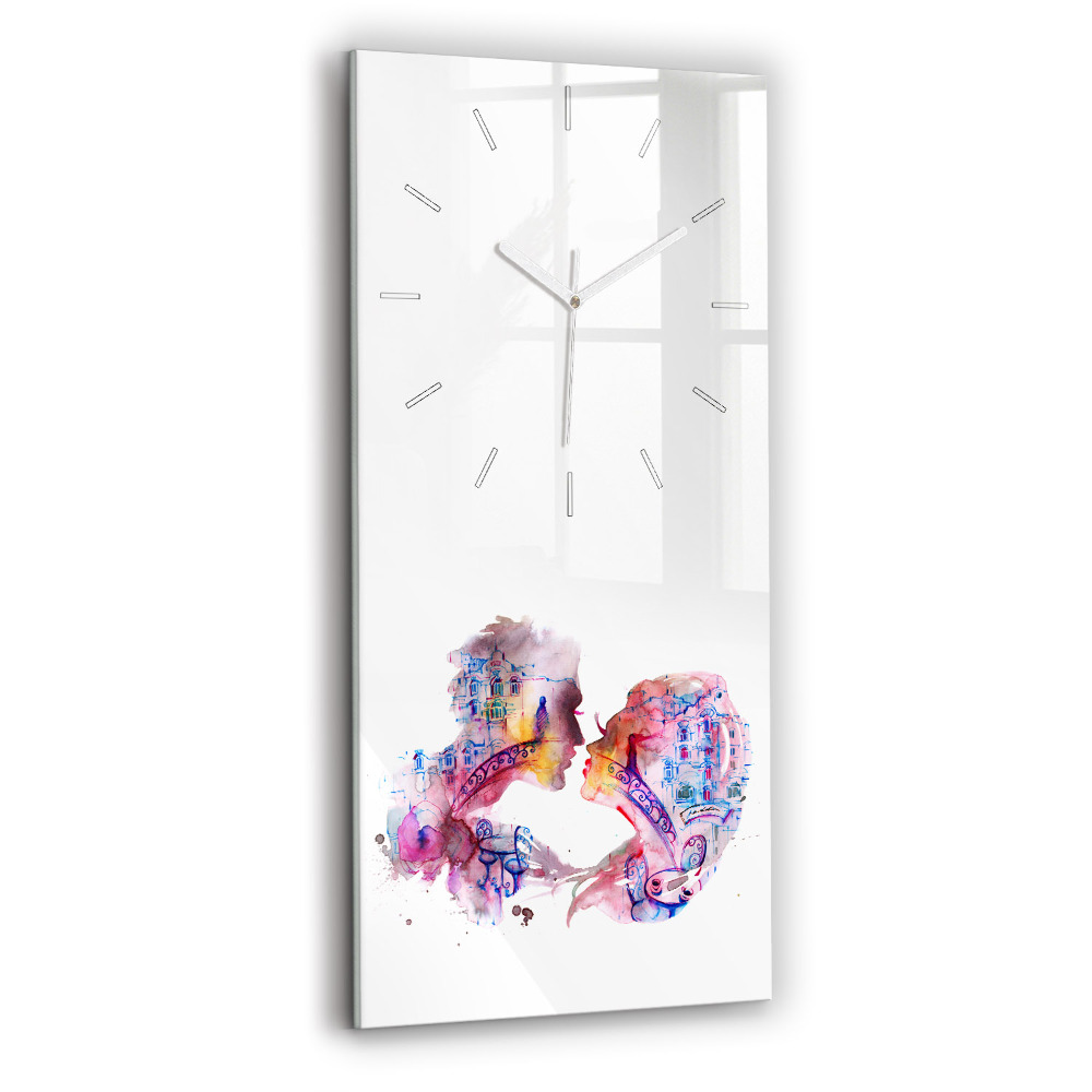 Skleněné hodiny na zed vertikální Dvě těla, jedna duše