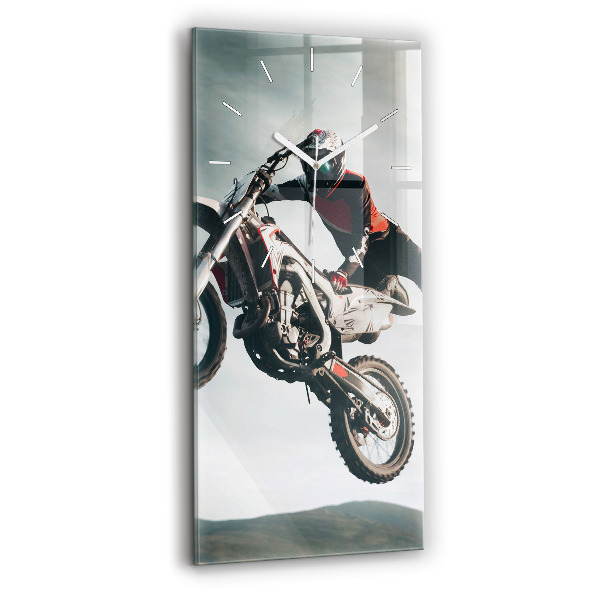 Skleněné hodiny vertikální Adrenalinový styl na motorce