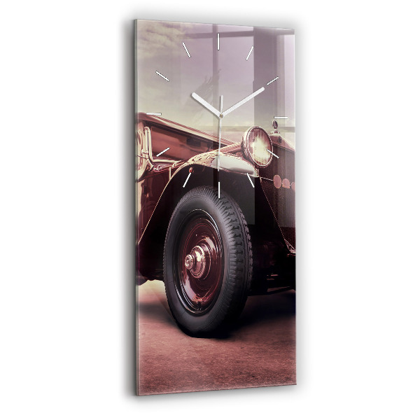 Skleněné nástěnné hodiny vertikální Historické auto