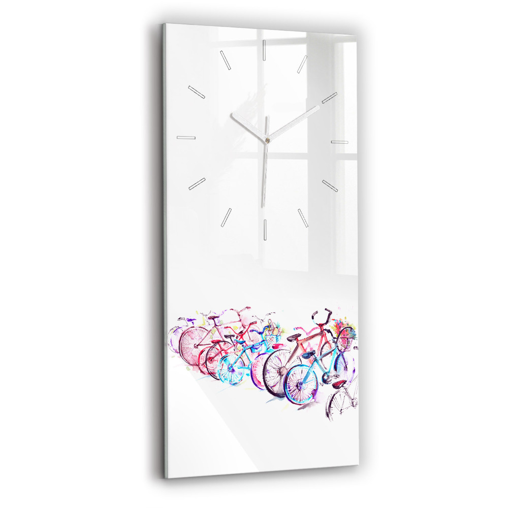 Nástěnné hodiny skleněné vertikální Barevná městská kola