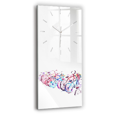 Nástěnné hodiny skleněné vertikální Barevná městská kola