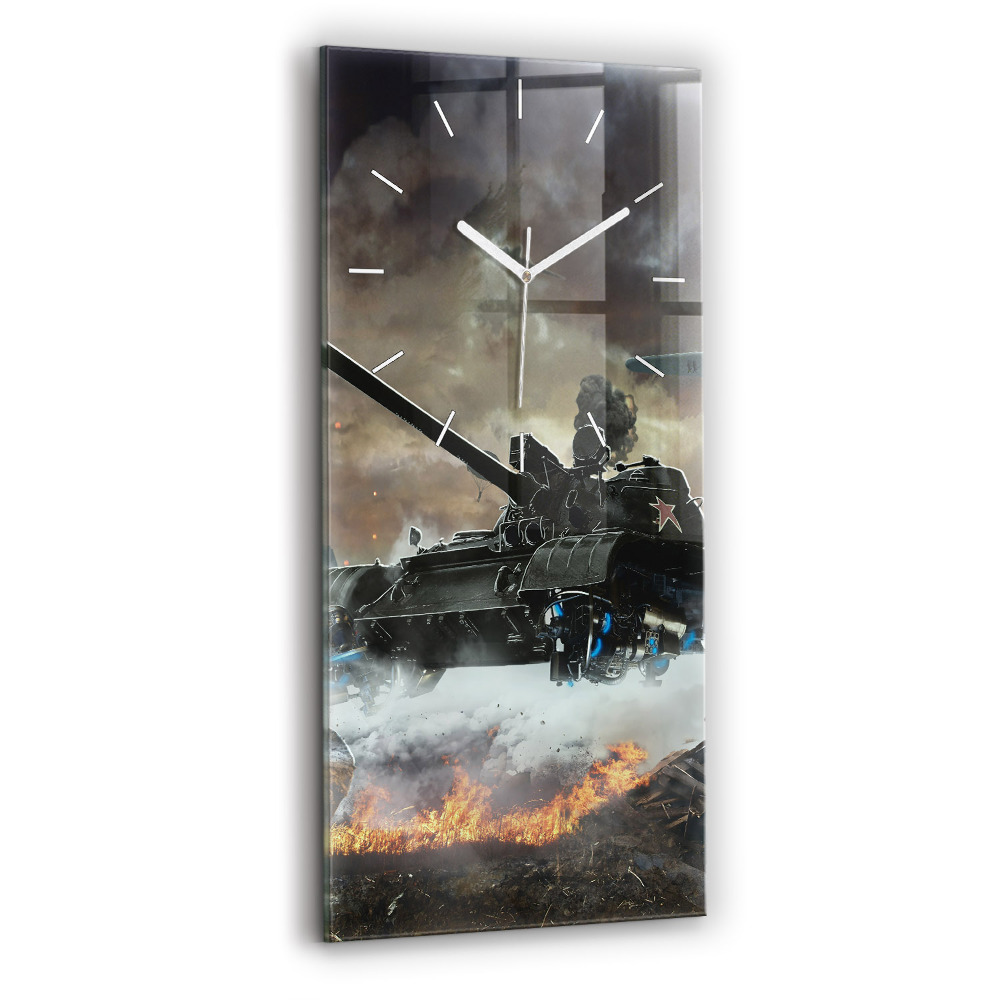 Nástěnné hodiny skleněné vertikální Grafika nádrže