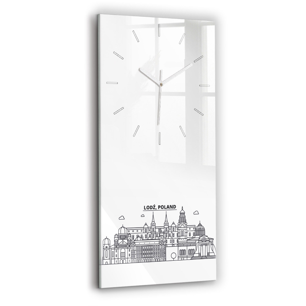Nástěnné hodiny skleněné vertikální Architektonické panorama Lodže