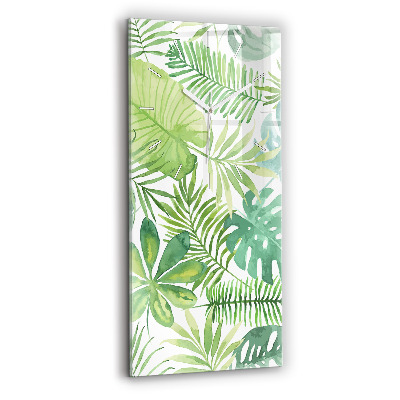 Nástěnné hodiny skleněné vertikální Zelené listy