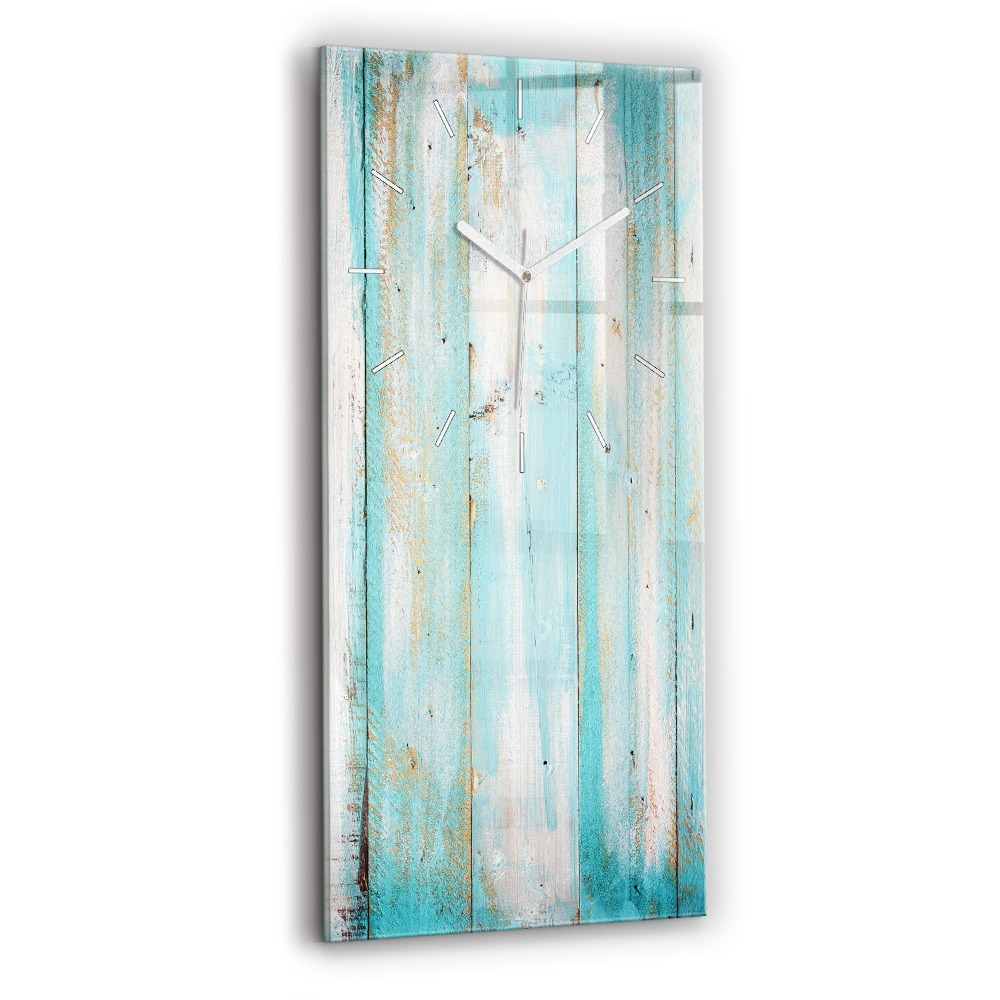 Skleněné hodiny nástěnné vertikální Modrá prkna