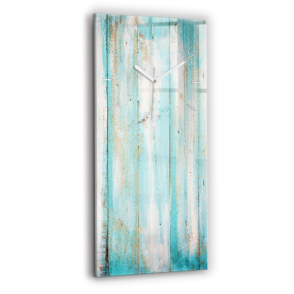 Skleněné hodiny nástěnné vertikální Modrá prkna