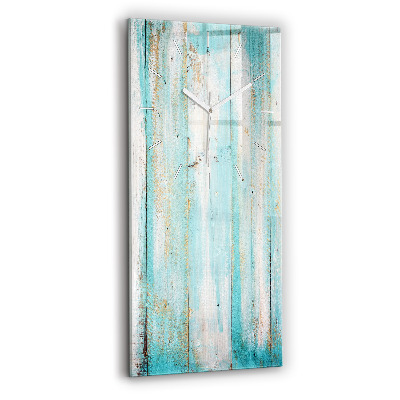 Skleněné hodiny nástěnné vertikální Modrá prkna