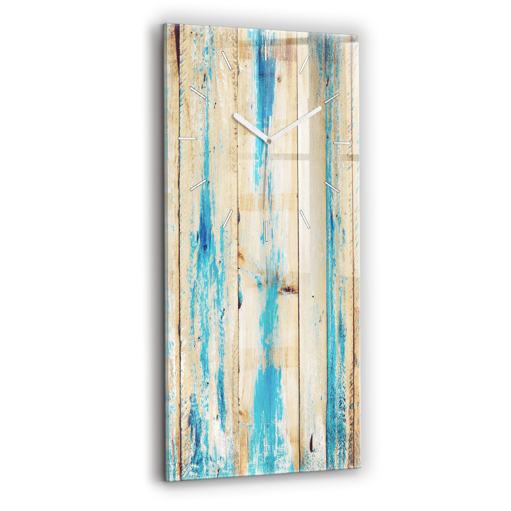 Hodiny na skle vertikální Poškrábané dřevo