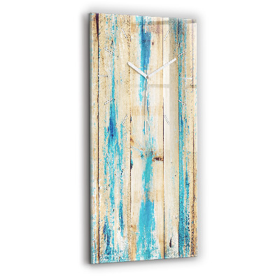 Hodiny na skle vertikální Poškrábané dřevo