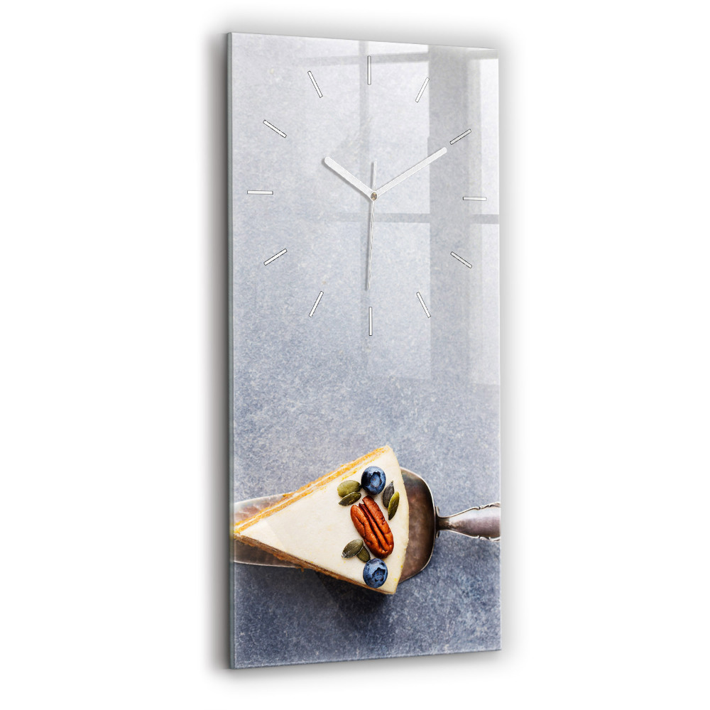 Skleněné hodiny nástěnné vertikální Kousek dortu