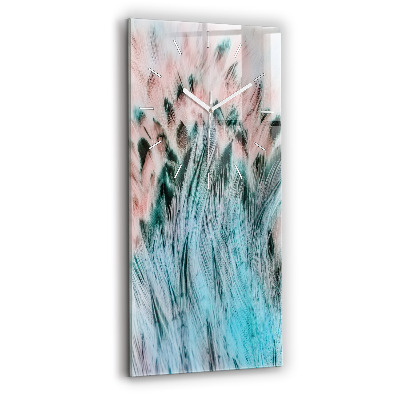 Nástěnné hodiny skleněné vertikální Barevné peří