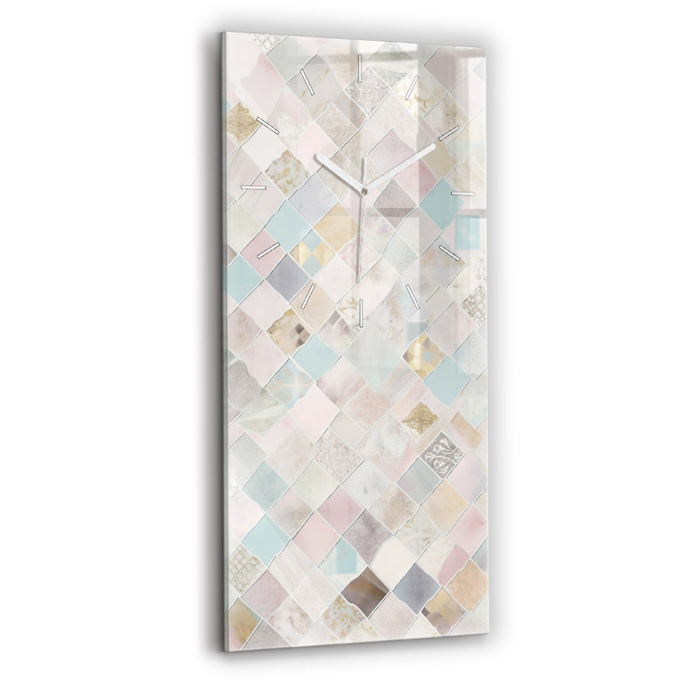 Nástěnné hodiny skleněné vertikální Barevné dlaždice
