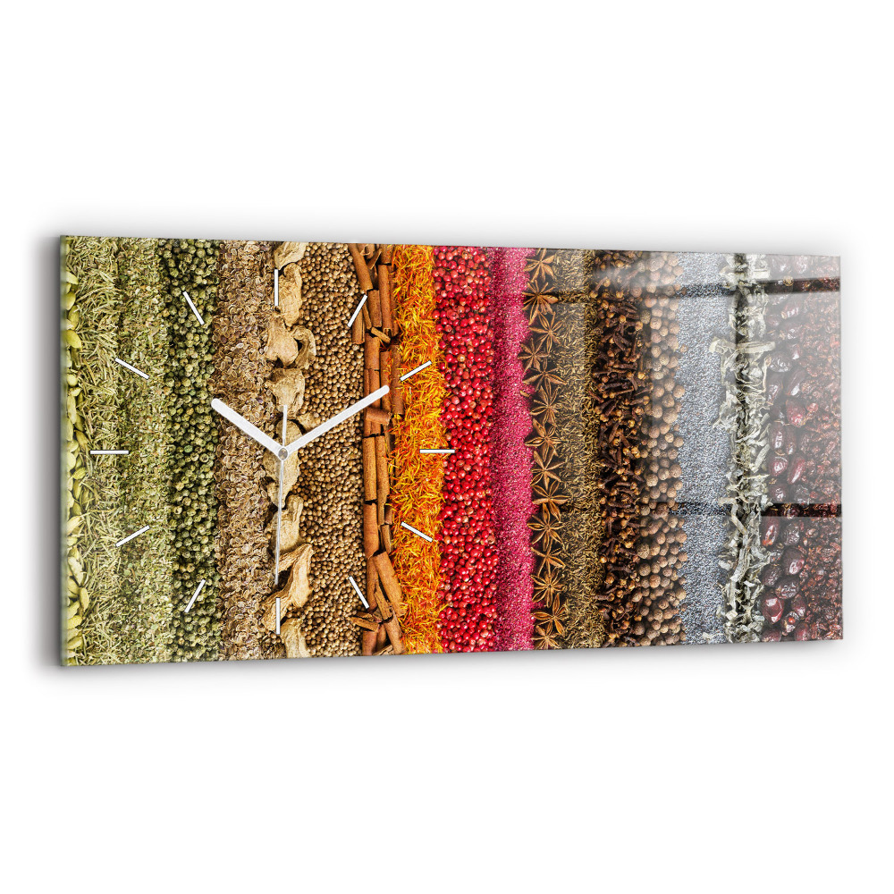 Nástěnné hodiny skleněné horizontální Řady koření