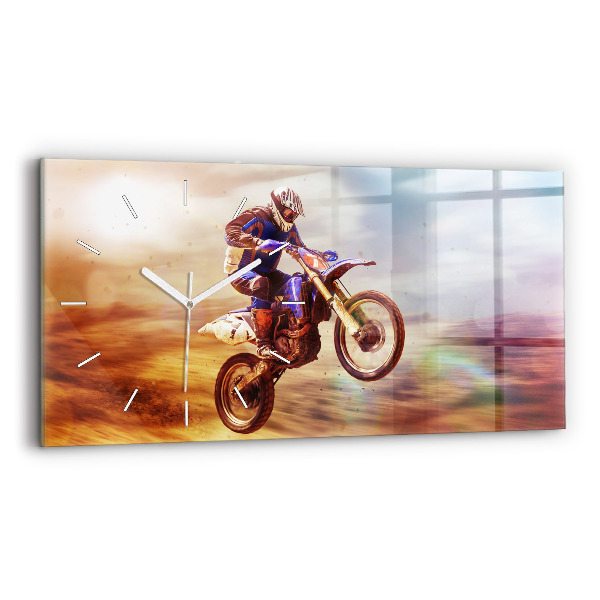 Hodiny na skle horizontální Enduro motokros