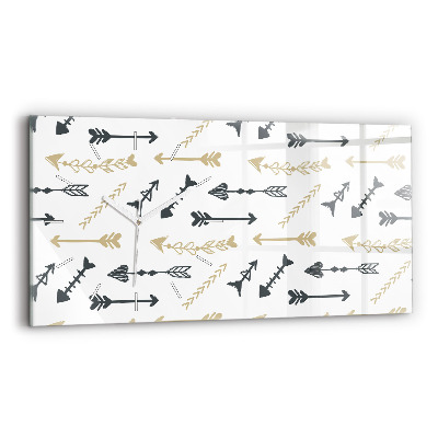 Skleněné nástěnné hodiny horizontální Geometrický hipsterský vzor