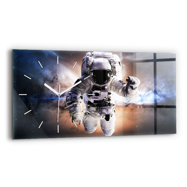 Skleněné hodiny horizontální Astronaut ve vesmíru