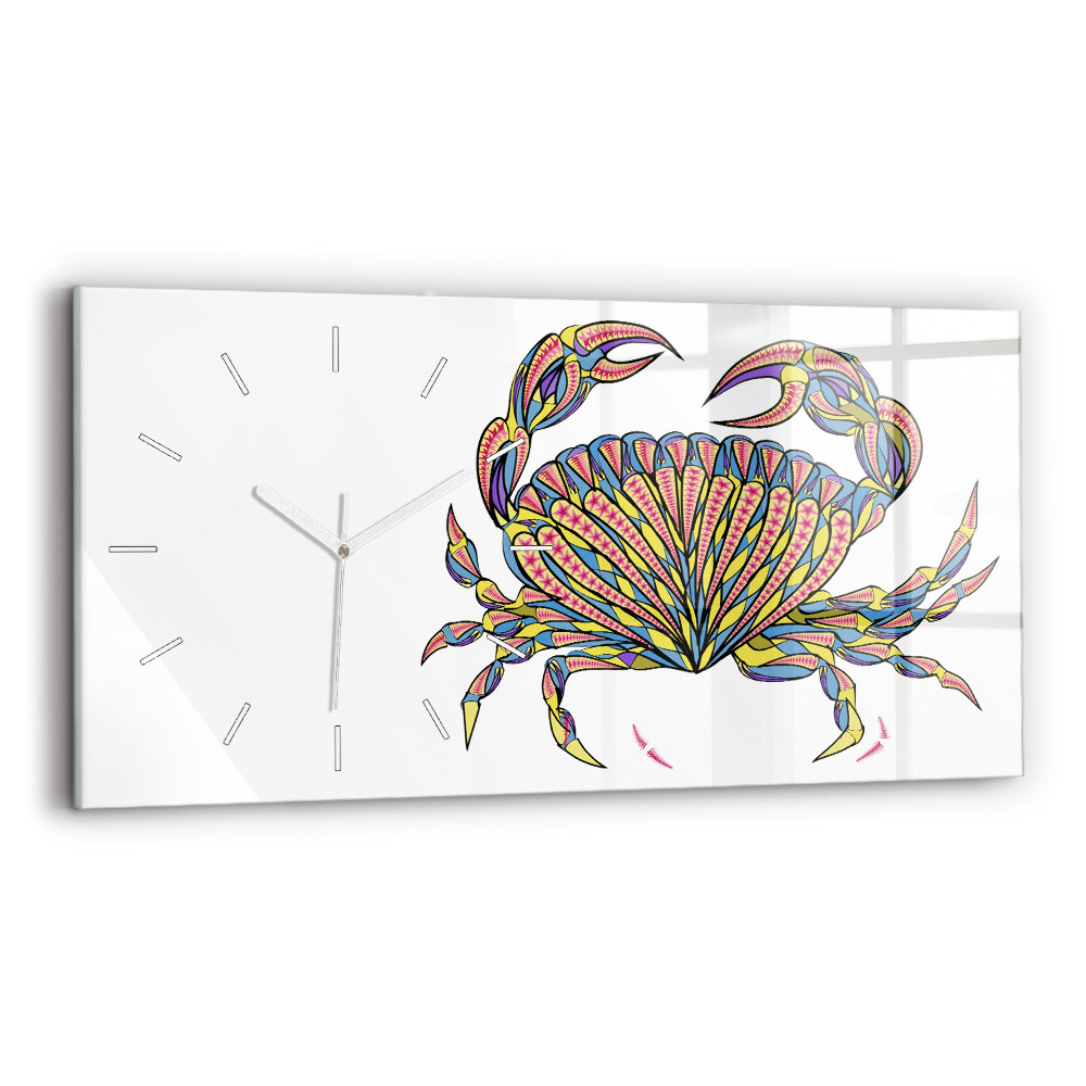Skleněné nástěnné hodiny horizontální Etnický krab