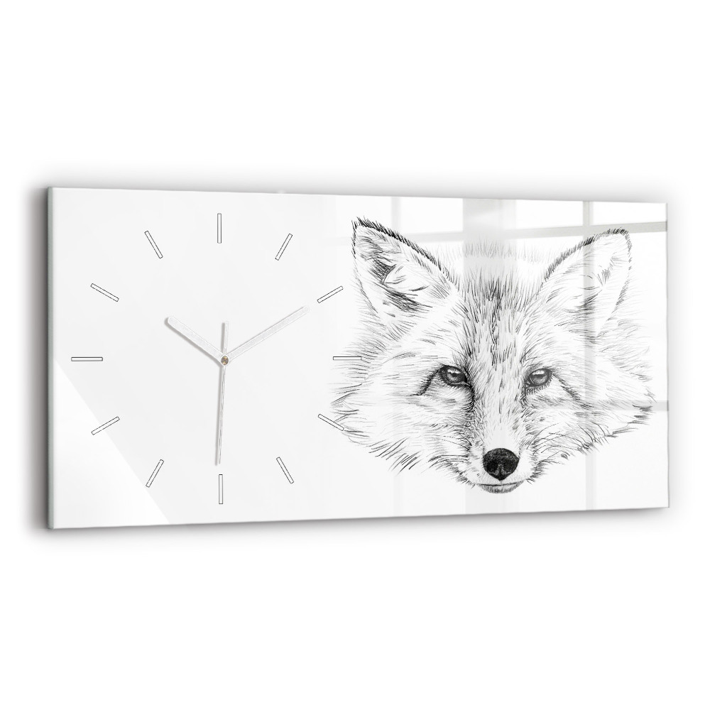 Hodiny na skle horizontální Vektorová hlava lišky