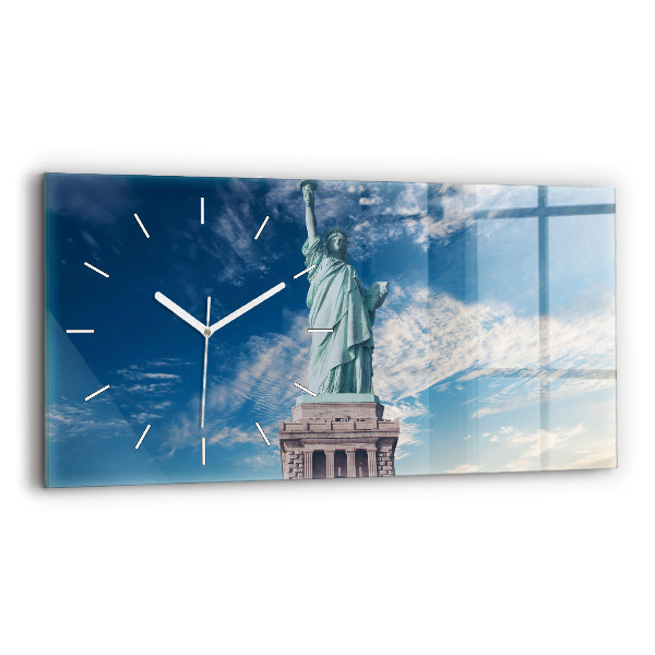 Skleněné hodiny nástěnné horizontální Socha Svobody New York