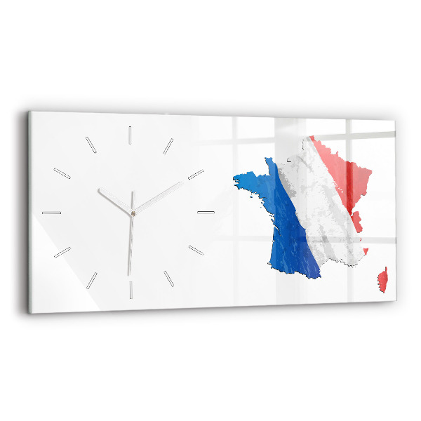 Skleněné hodiny na stěnu horizontální Vlajka Francie