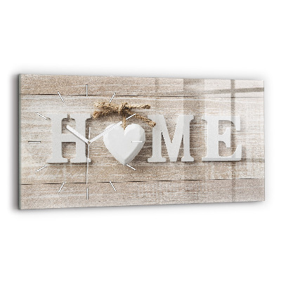 Skleněné hodiny na stěnu horizontální Nápis na domě