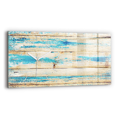 Skleněné hodiny na zed horizontální Poškrábané dřevo