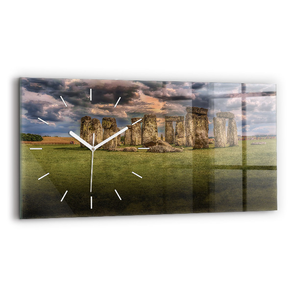 Skleněné hodiny na zed horizontální Stonehenge Nimbostratus