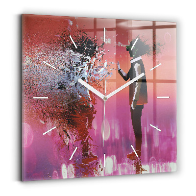 Skleněné hodiny na stěnu Kyberprostor