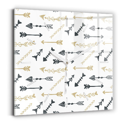 Skleněné nástěnné hodiny Geometrický hipsterský vzor