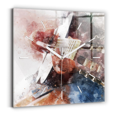 Skleněné hodiny na stěnu Vizualizace kytary