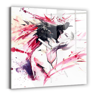 Skleněné hodiny na stěnu Abstraktní milenci