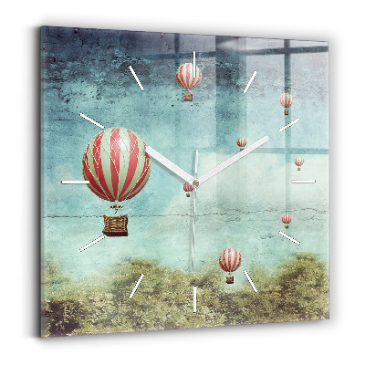 Skleněné hodiny na stěnu Malované balóny