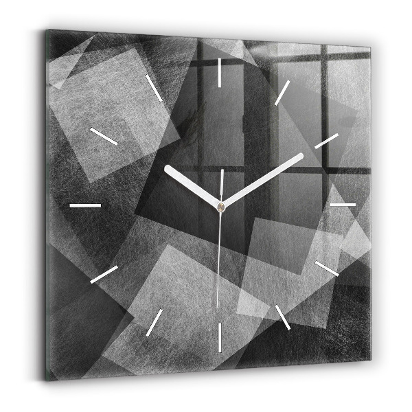 Skleněné hodiny na stěnu Geometrická abstrakce