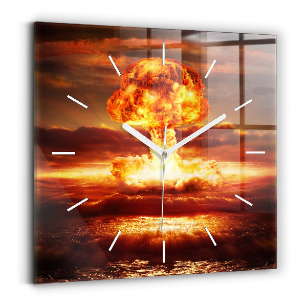 Skleněné nástěnné hodiny Výbuch atomové bomby