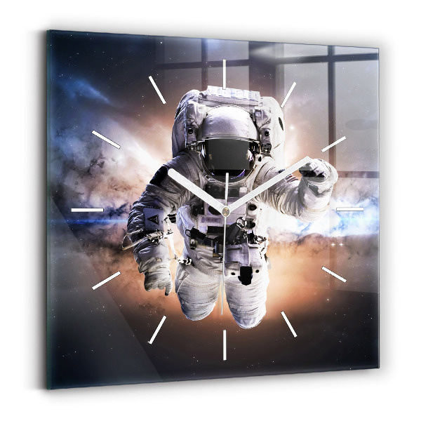 Skleněné hodiny na stěnu Astronaut ve vesmíru