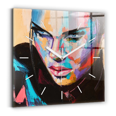 Skleněné nástěnné hodiny Portrét ženy