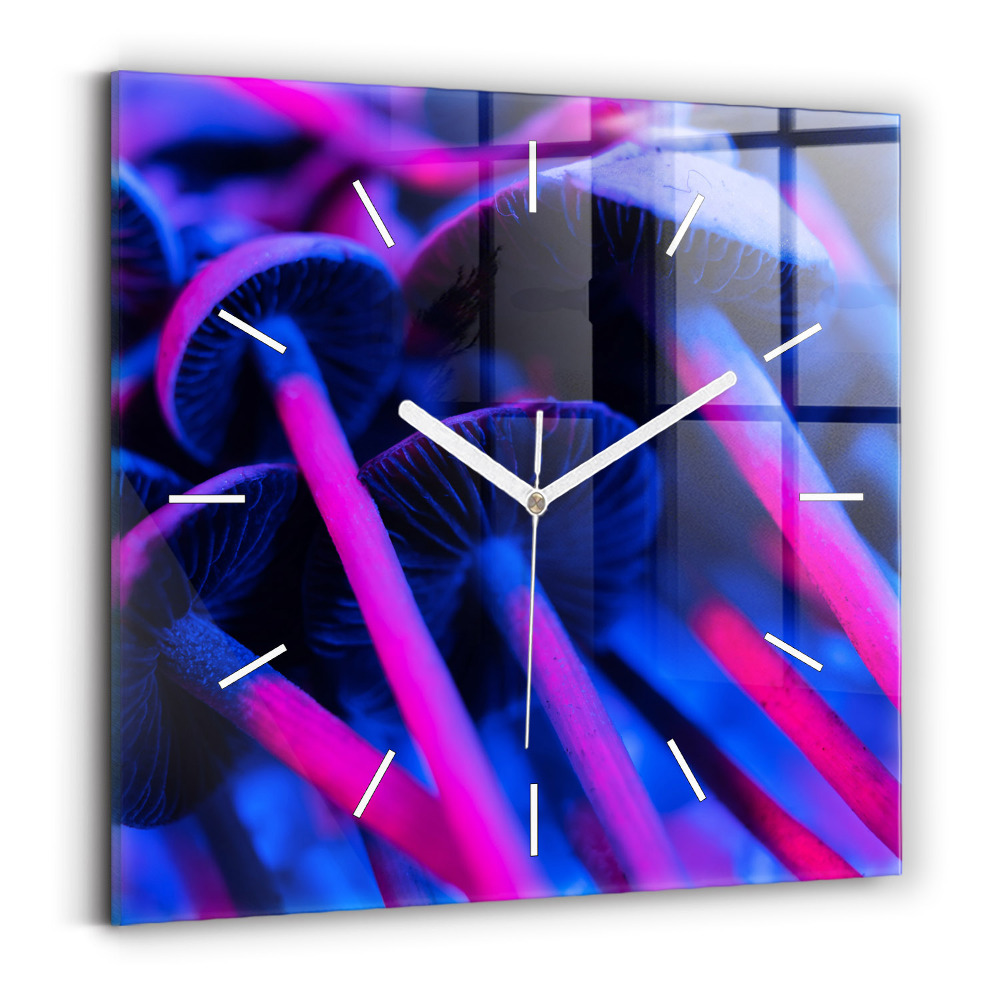 Skleněné hodiny na stěnu Kouzelné barevné houby