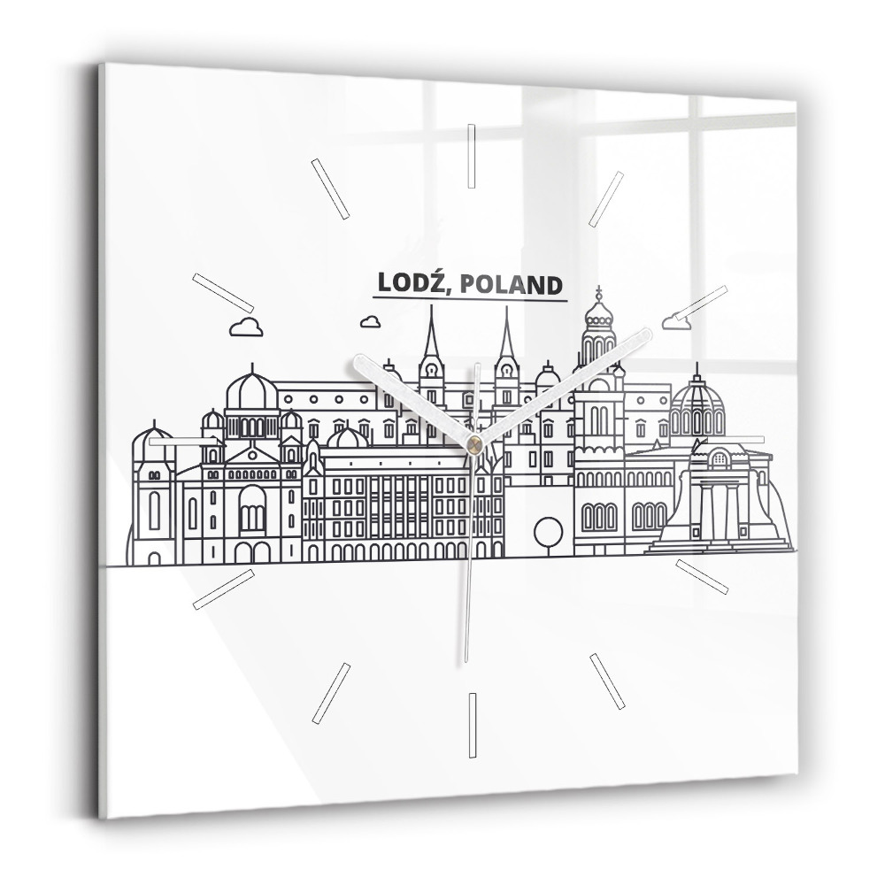 Skleněné hodiny Architektonické panorama Lodže