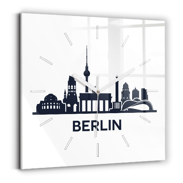 Skleněné hodiny na stěnu Ilustrace města Berlína