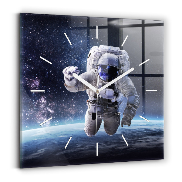 Skleněné hodiny Astronaut nad zemí