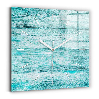 Skleněné hodiny na stěnu Modré staré dřevo