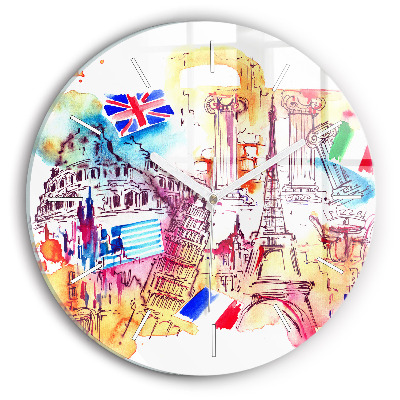 Nástěnné hodiny skleněné kulaté Atraktivní země světa