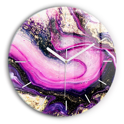 Skleněné hodiny na zed kulaté Abstraktní mramor