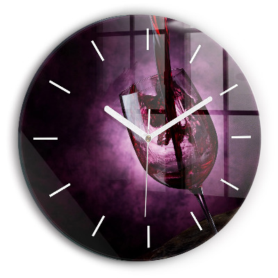 Skleněné hodiny nástěnné kulaté Sklenice na víno